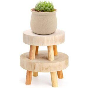 Wood Display Stands Small Rustic Plant Risers Pedestal Holders for Decor Pots
